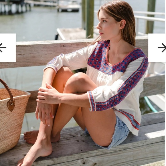 The Coast Brand Baker Embroidered 3/4 Sleeve Top - Picture 3 of 11